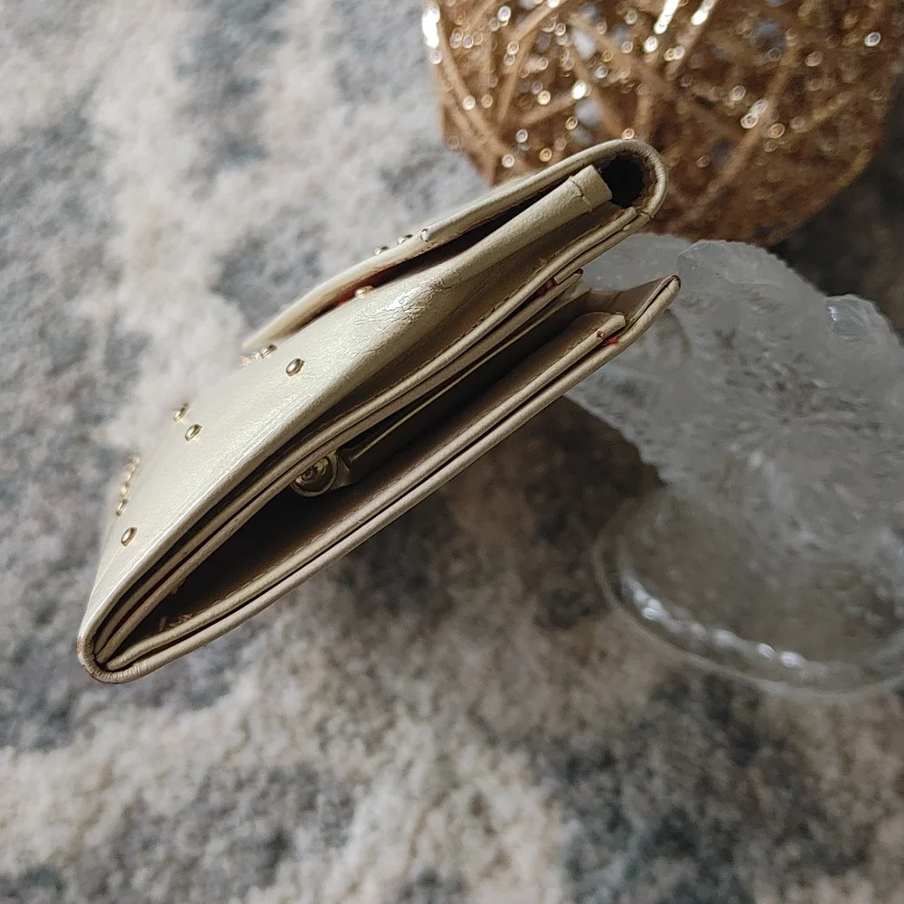 Princess Gardner Gahna Cowhide Gold Studded Womens Coin Purse Wallet